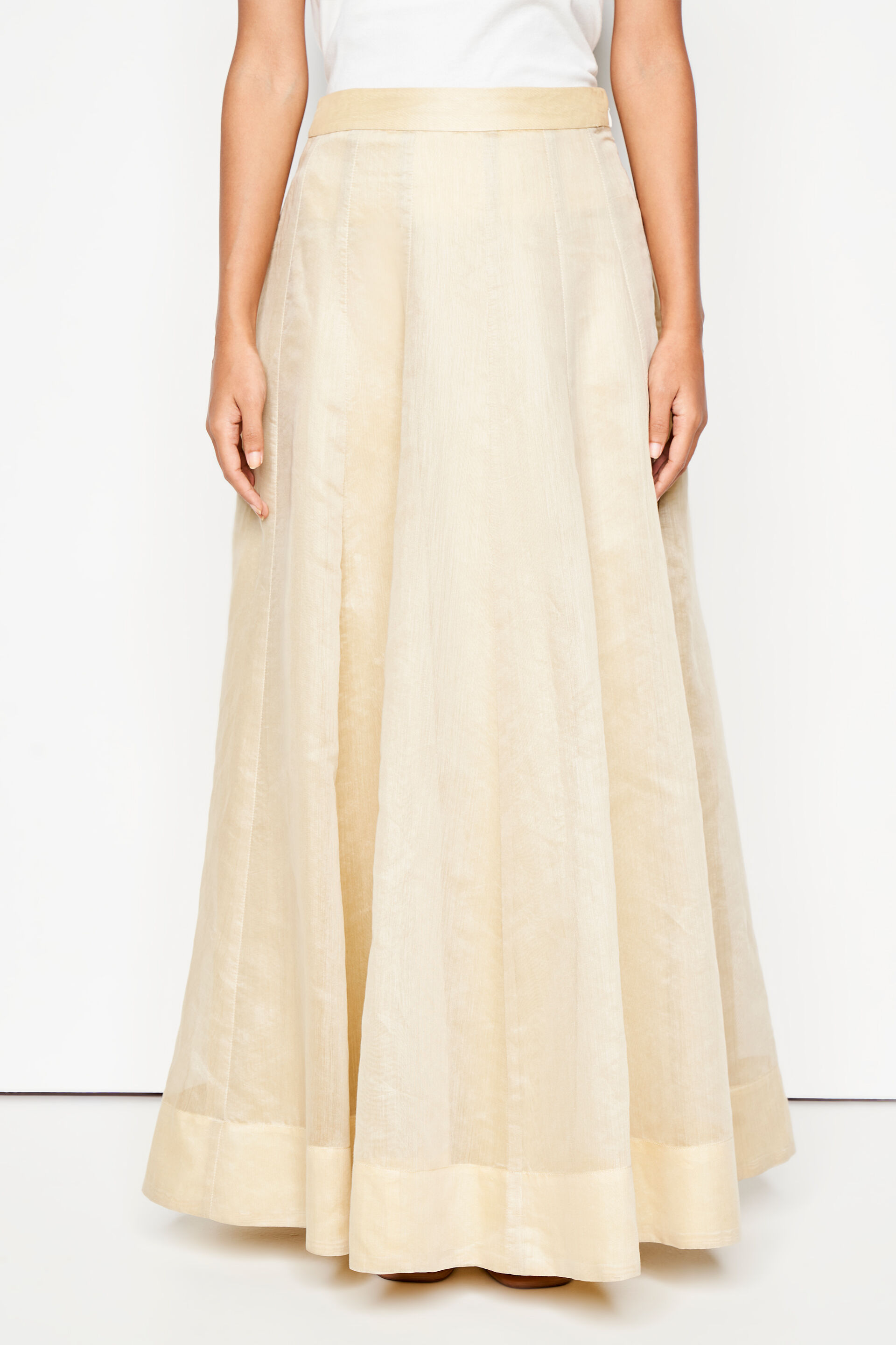 Buy our Beige Skirt online from globaldesi.in SC FW23GS174SKCHD